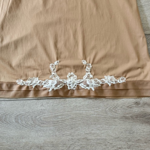 Vintage 50s 60s Women’s Tan Slip Dress Lace Trim M Boho Fairy Romantic Coquette - Picture 5 of 13